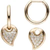Paar Creolen 8,1x18,6mm 34 Brillanten Blättchen Tropfen 585 Rotgold 2-teilig