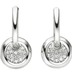 Paar Creolen 9,7x19,4mm Ohrringe mit 30 Brillanten 0.22Ct W/SI 585 Gold Weißgold