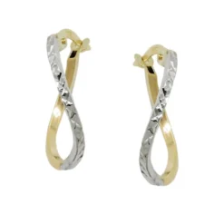 Paar Creolen 17x1mm Ohrringe oval 375 Gold Gelbgold rhodiniert bicolor Damen