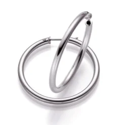 Paar Creolen 36x3mm rund 585 Gold Weißgold, Ohrringe Ohrschmuck glänzend Damen
