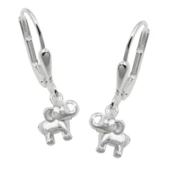 Paar kleine Ohrhänger Ohrringe mit Elefanten 21x7mm 925 Silber glänzend Kinder