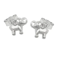 Paar kleine Ohrstecker Ohrringe 6x7mm mit Elefanten 925 Silber glänzend Kinder
