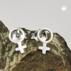 Paar kleine Ohrstecker 9x5mm Symbol Weiblichkeit 925 Silber glänzend schlicht