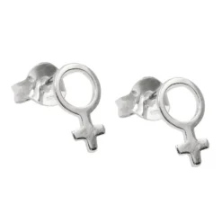 Paar kleine Ohrstecker 9x5mm Symbol Weiblichkeit 925 Silber glänzend schlicht