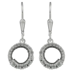 Paar Ohrhänger Ohrringe 26x10mm Kreise mit Zirkonia 925 Silber