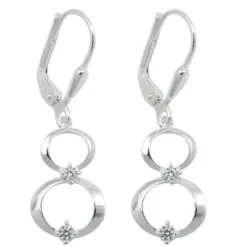 Paar Ohrhänger Ohrringe 31x10mm 2 Ringe mit Zirkonia aus 925 Silber