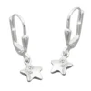 Paar Ohrhänger Ohrringe 23x7mm Sterne mit Zirkonia 925 Silber glänzend Kinder