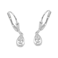 Paar Ohrhänger Ohrringe 23x5mm Tropfen mit Zirkonia 925 Silber Kinder