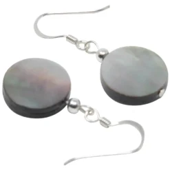 Paar Ohrringe aus Perlmutt Disk Ø14mm 925 Silber rund flach schlicht Ohrschmuck