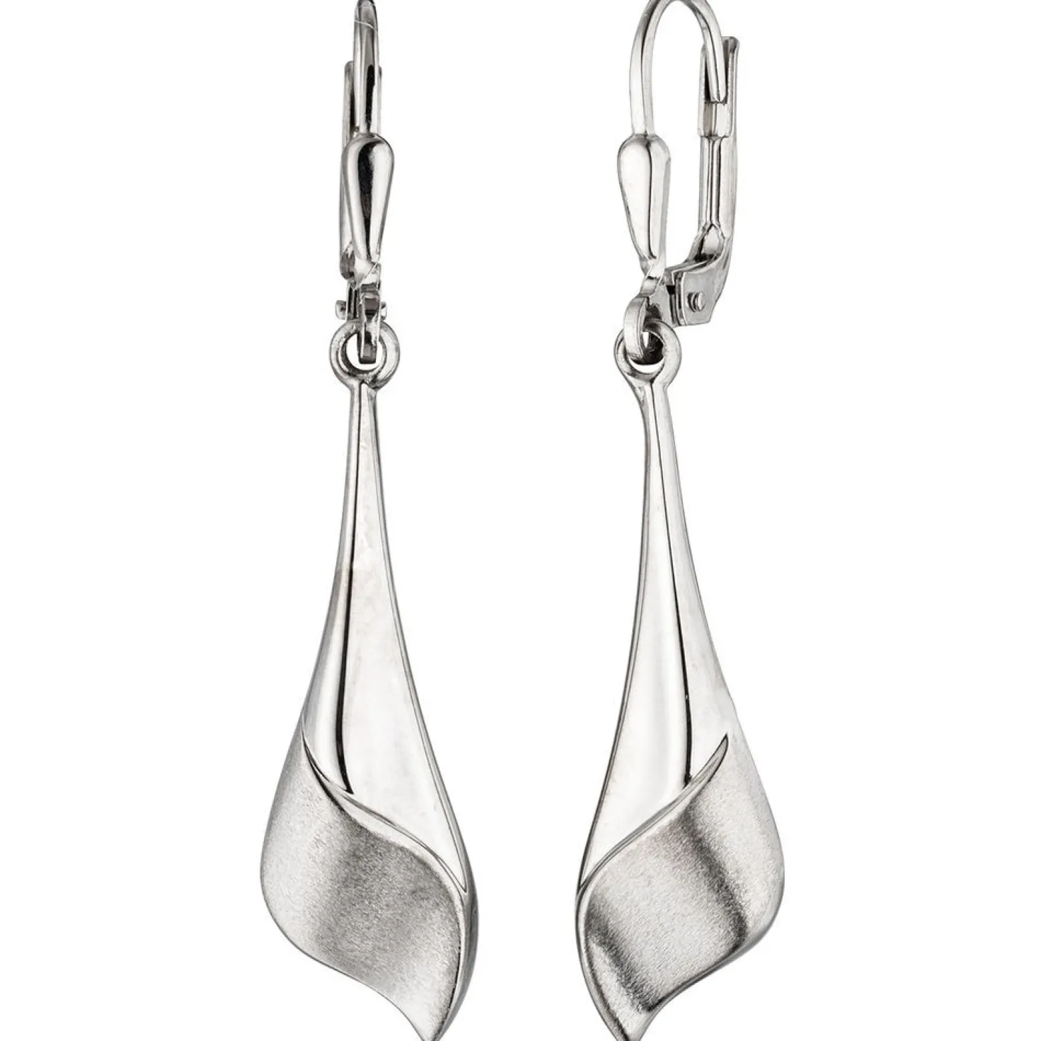 Paar Ohrringe Boutons Ohrhänger 8,1x40mm 925 Silber rhodiniert teilmattiert