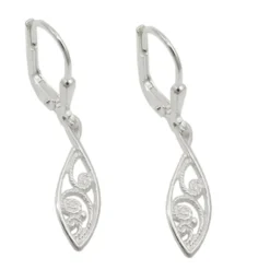 Paar Ohrringe Brisur Ohrhänger 31x6mm mit Muster orientalisch 925 Silber
