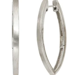 Paar Ohrringe Creolen Creole 37mm aus 925 Silber mattiert spitzoval