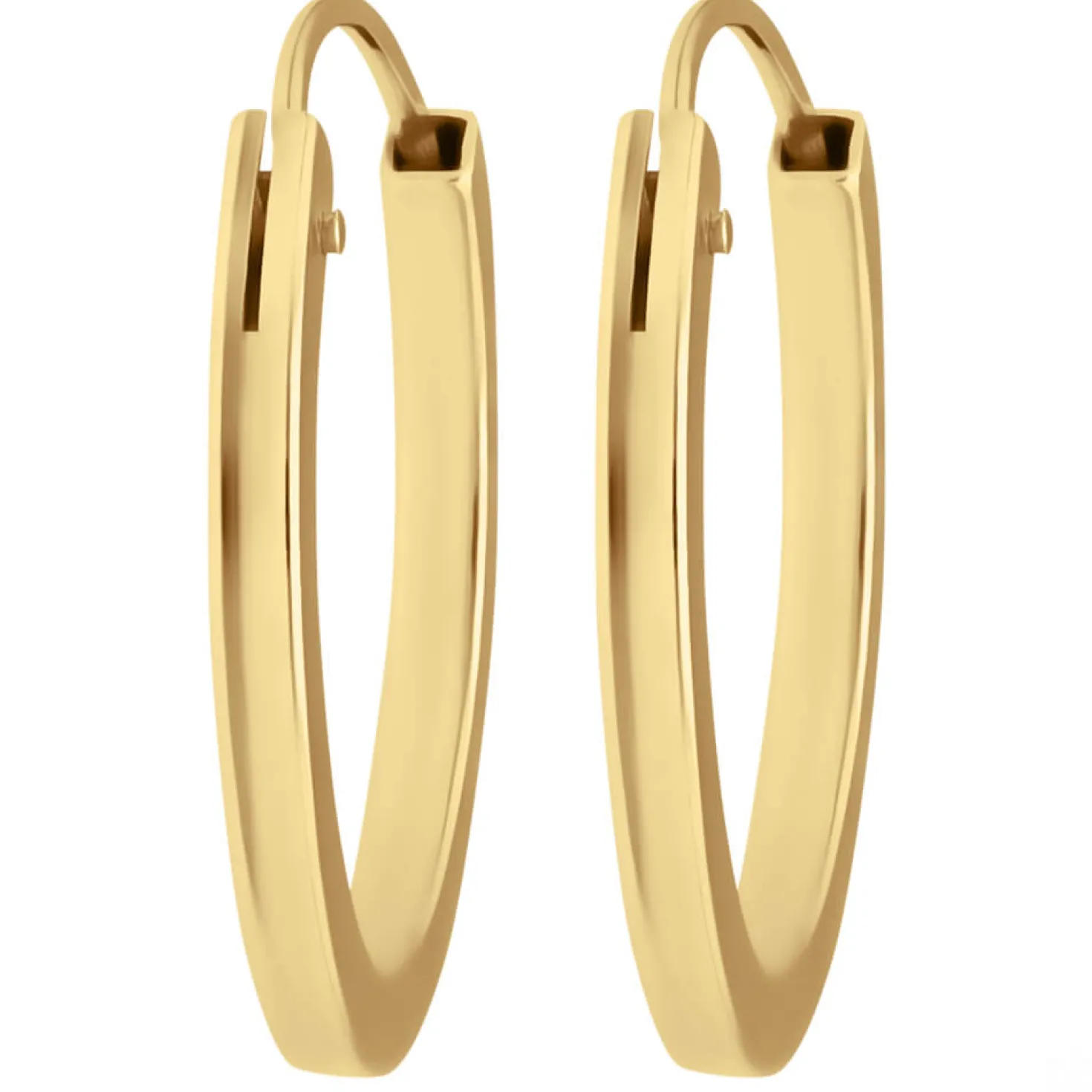 Paar Ohrringe Creolen flach vierkant Ohrschmuck aus 585 Gold Gelbgold 16x1,5mm