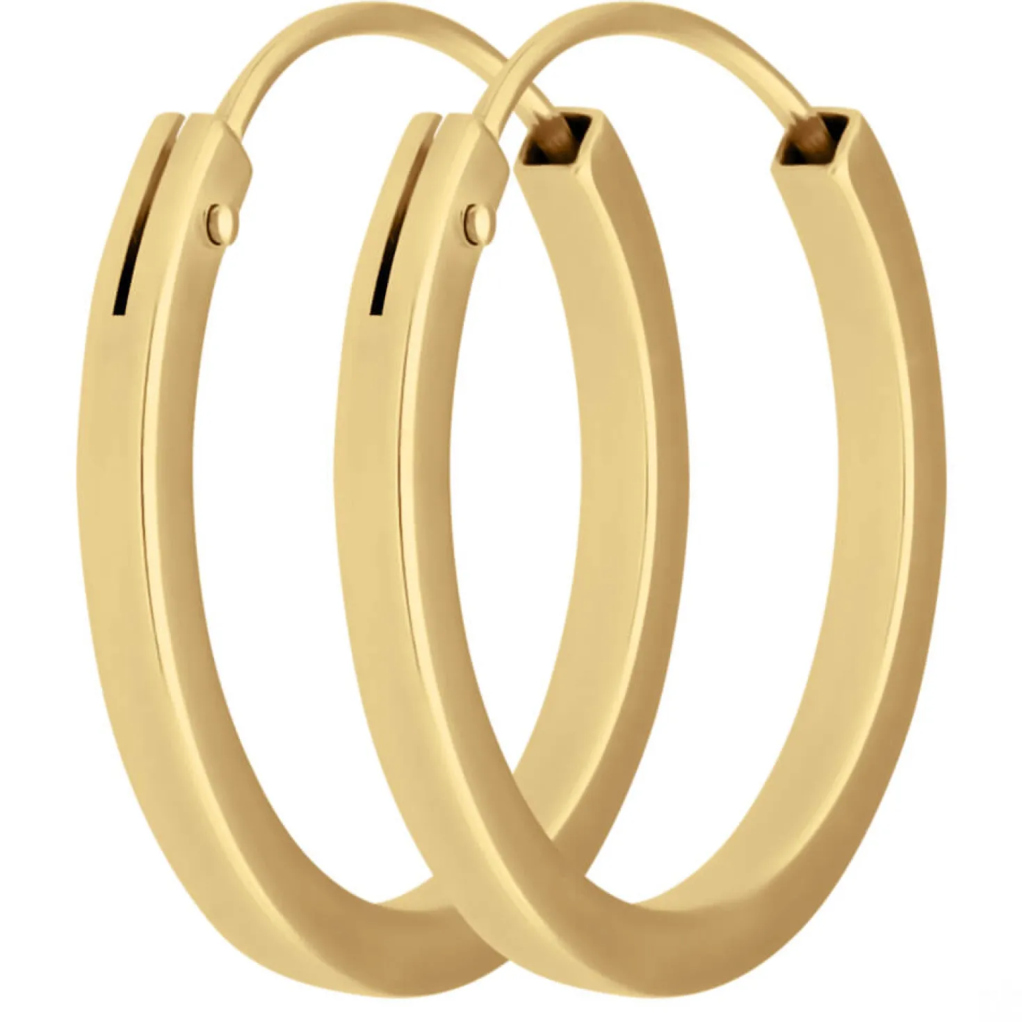 Paar Ohrringe Creolen flach vierkant Ohrschmuck aus 585 Gold Gelbgold 16x1,5mm