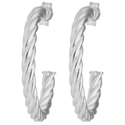 Paar Ohrringe Creolen Halbcreolen Kordel Ohrschmuck aus 925 Silber 26x3mm