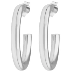 Paar Ohrringe Creolen Halbcreolen schlicht Ohrschmuck aus 925 Silber 26x3,5mm