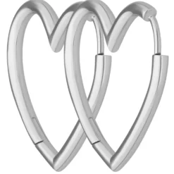 Paar Ohrringe Creolen Herzen Ohrschmuck aus 925 Silber 25x2,4mm