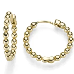 Paar Ohrringe Creolen Kügelchen 19,5x2mm 585 Gold Gelbgold Ohrschmuck