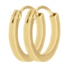 Paar Ohrringe Creolen klein flach vierkant aus 585 Gold Gelbgold 12x1,5mm