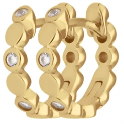 Paar Ohrringe Creolen mit Zirkonia Ohrschmuck aus 333 Gold Gelbgold 12x2,5mm