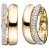 Paar Ohrringe Creolen 6,5mm mit 86 Diamanten 0.3Ct 585 Gold Gelbgold