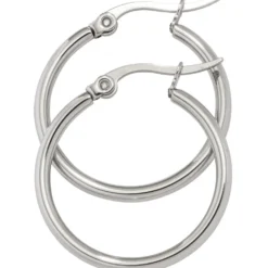 Paar Ohrringe Creolen 24mm Ohrschmuck rund, Edelstahl, Klappcreolen Damen