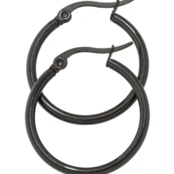 Paar Ohrringe Creolen 24,3mm Ohrschmuck rund, Edelstahl schwarz beschichtet