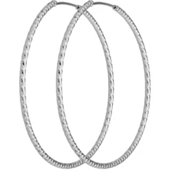 Paar Ohrringe Creolen rund diamantiert aus 925 Silber rhodiniert 50x1,8mm