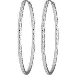 Paar Ohrringe Creolen rund diamantiert aus 925 Silber rhodiniert 38,7x1,8mm