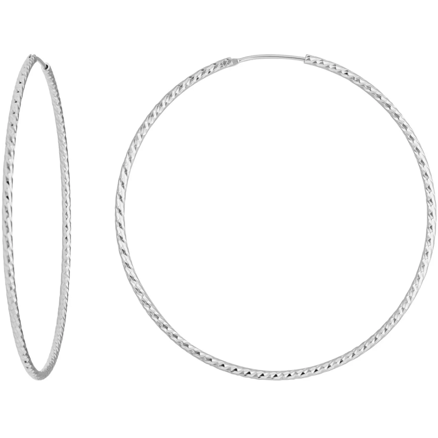 Paar Ohrringe Creolen rund diamantiert groß Ohrschmuck aus 925 Silber 60x1,8mm
