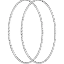 Paar Ohrringe Creolen rund diamantiert groß Ohrschmuck aus 925 Silber 60x1,8mm