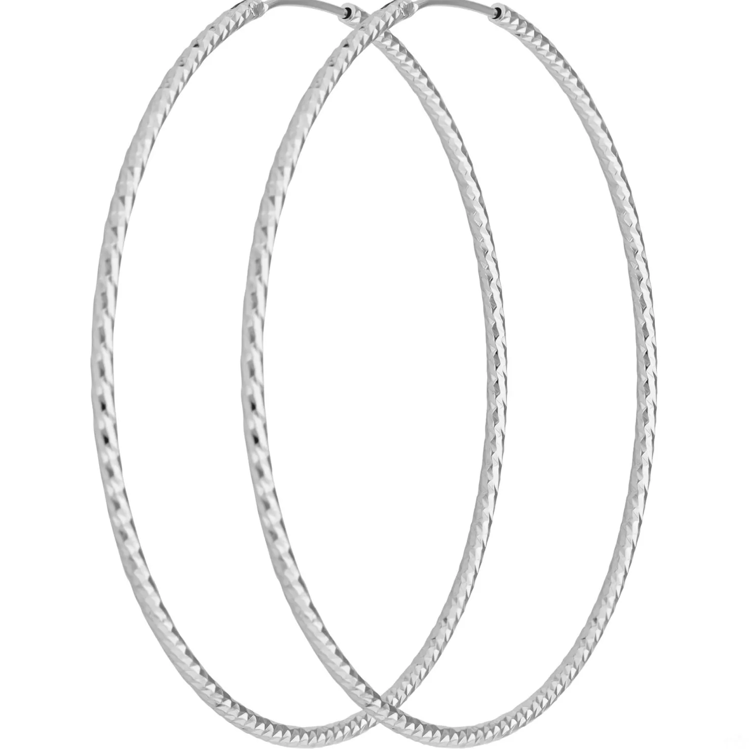 Paar Ohrringe Creolen rund diamantiert groß Ohrschmuck aus 925 Silber 60x1,8mm