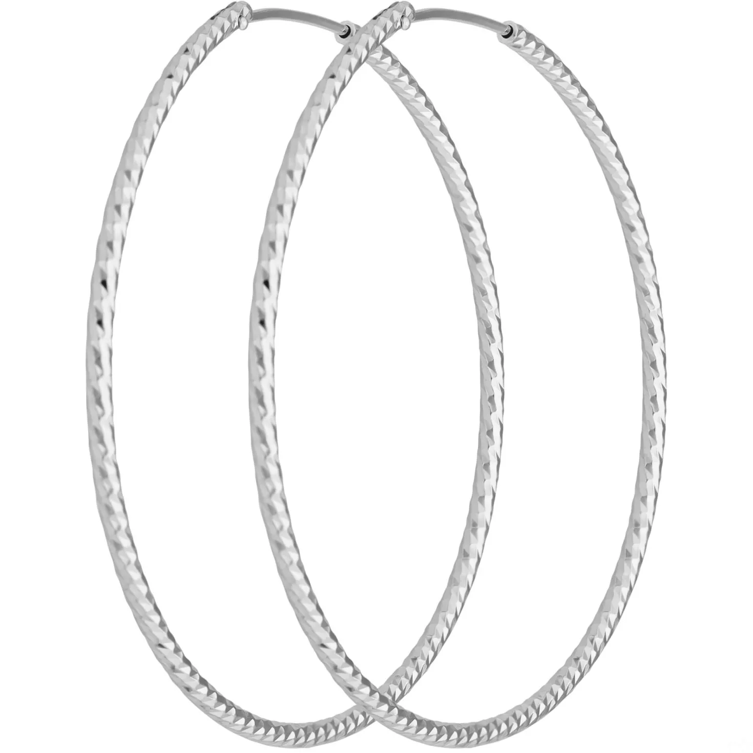 Paar Ohrringe Creolen rund diamantiert Ohrschmuck aus 925 Silber 50x1,8mm