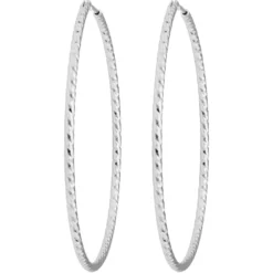 Paar Ohrringe Creolen rund diamantiert Ohrschmuck aus 925 Silber 50x1,8mm