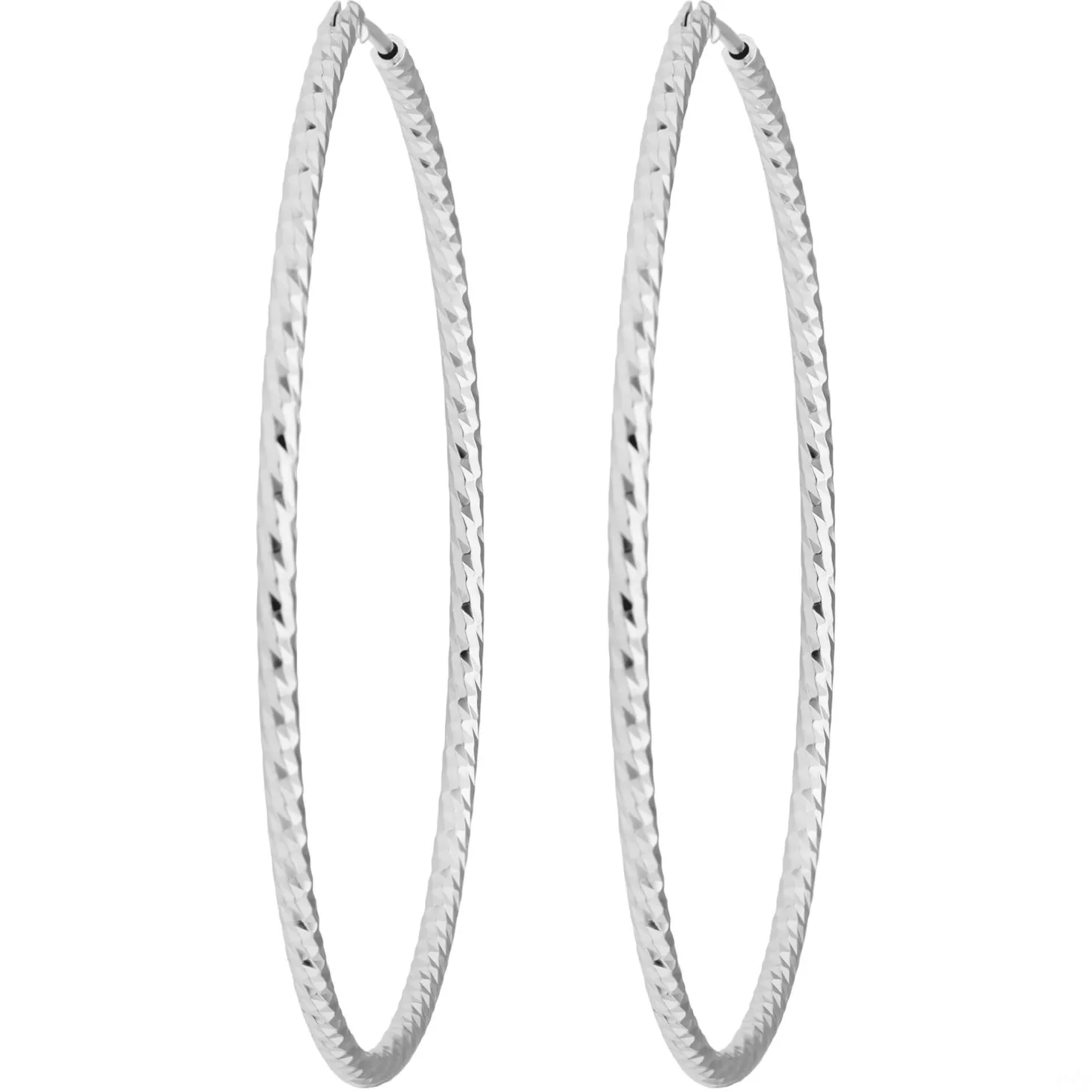 Paar Ohrringe Creolen rund diamantiert Ohrschmuck aus 925 Silber 50x1,8mm