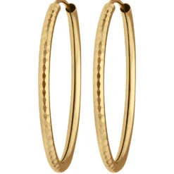 Paar Ohrringe Creolen rund gehämmert Ohrschmuck aus 375 Gold Gelbgold 29x2mm