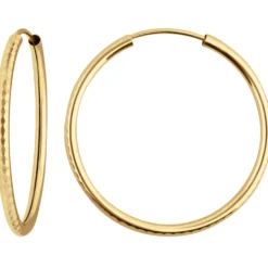 Paar Ohrringe Creolen rund gehämmert Ohrschmuck aus 375 Gold Gelbgold 29x2mm
