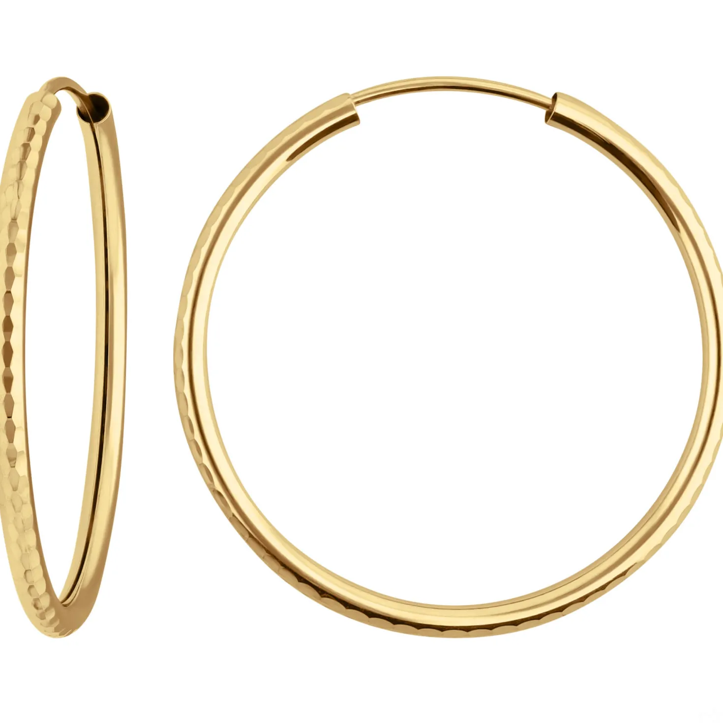 Paar Ohrringe Creolen rund gehämmert Ohrschmuck aus 375 Gold Gelbgold 29x2mm