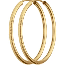 Paar Ohrringe Creolen rund gehämmert Ohrschmuck aus 375 Gold Gelbgold 29x2mm