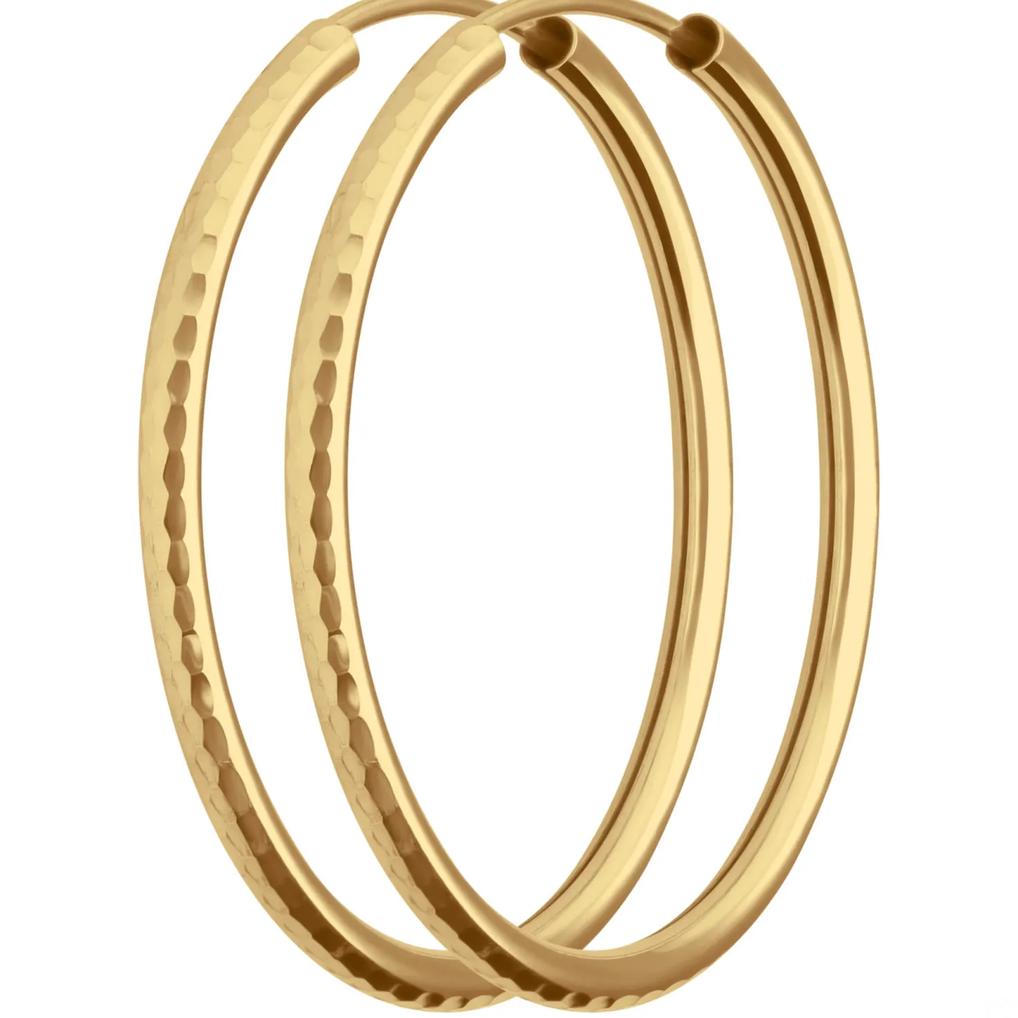 Paar Ohrringe Creolen rund gehämmert Ohrschmuck aus 375 Gold Gelbgold 29x2mm
