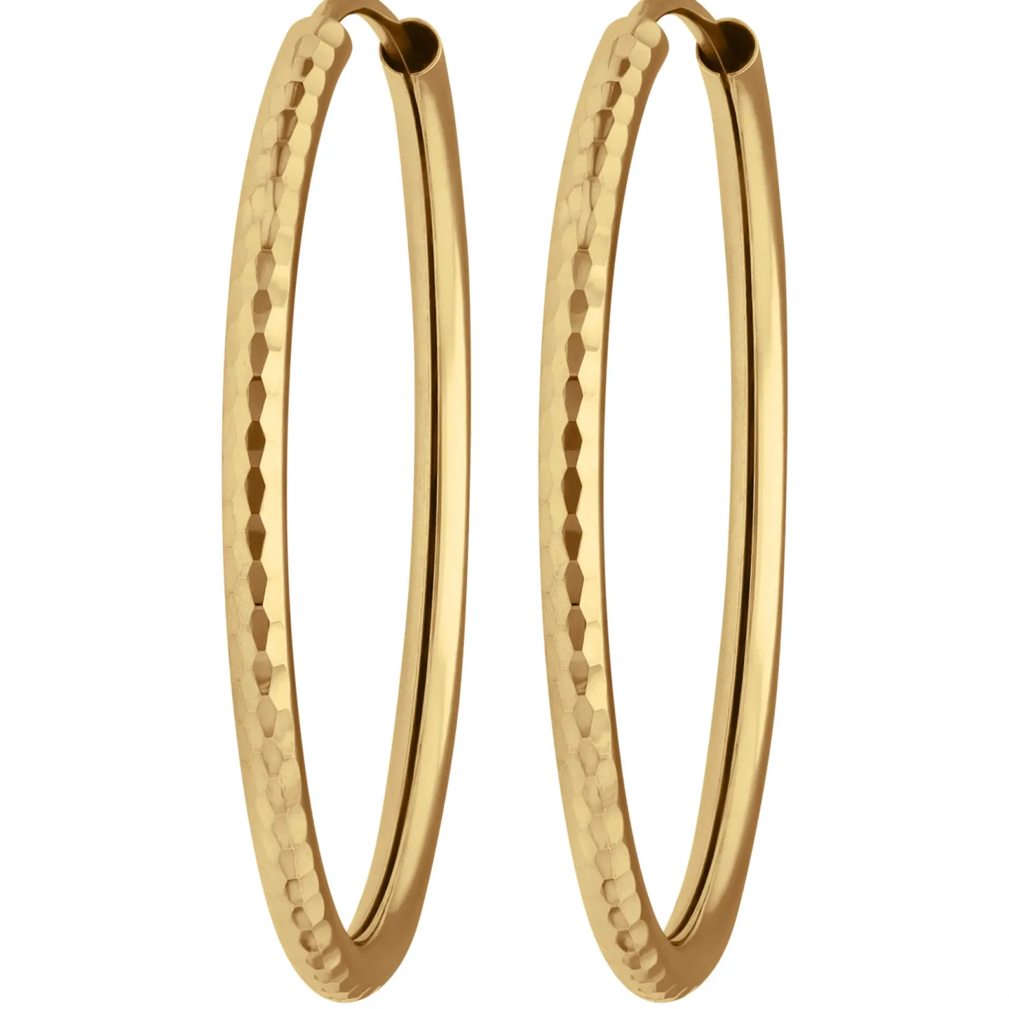 Paar Ohrringe Creolen rund gehämmert Ohrschmuck aus 585 Gold Gelbgold 29x2mm