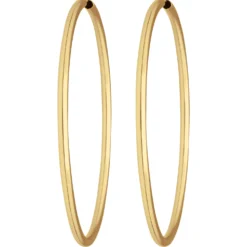 Paar Ohrringe Creolen rund groß Ohrschmuck aus 585 Gold Gelbgold 60x2,5mm