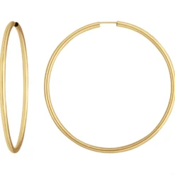 Paar Ohrringe Creolen rund groß Ohrschmuck aus 585 Gold Gelbgold 60x2,5mm