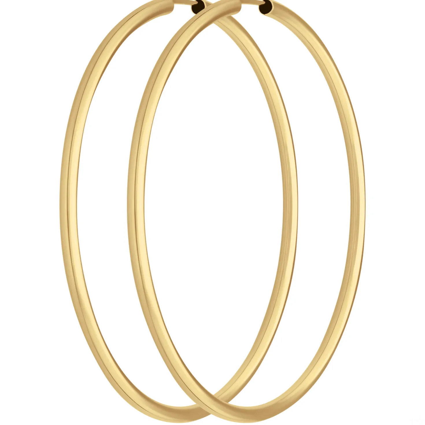 Paar Ohrringe Creolen rund groß Ohrschmuck aus 585 Gold Gelbgold 60x2,5mm