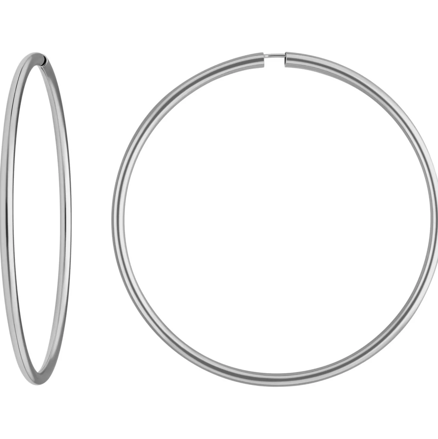 Paar Ohrringe Creolen rund groß XL Ohrschmuck aus 925 Silber rhodiniert 70x3mm