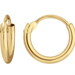 Paar Ohrringe Creolen rund klein & fein Ohrschmuck aus 375 Gold Gelbgold 9x1,3mm