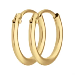Paar Ohrringe Creolen rund klein & fein aus 585 Gold Gelbgold 11x1,3mm