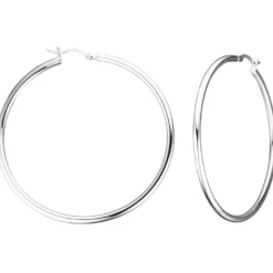 Paar Ohrringe Creolen rund 55,6mm aus 925 Silber, Silberohrringe für Damen