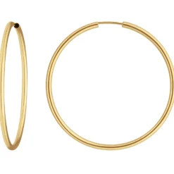 Paar Ohrringe Creolen rund schlicht Ohrschmuck aus 585 Gold Gelbgold 39x2mm