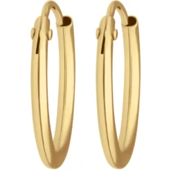 Paar Ohrringe Creolen rund schlicht Ohrschmuck aus 375 Gold Gelbgold 13x1,3mm
